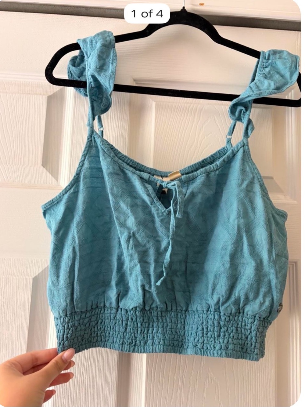 Roxy Turquoise Smocked-Hem Camisole